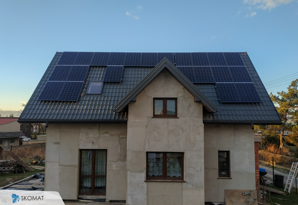 Fotowoltaika, realizacja na dachu domu jednorodzinnego
